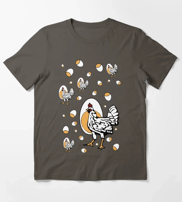 Retro Roseanne Chickens T-Shirt Dark Grey