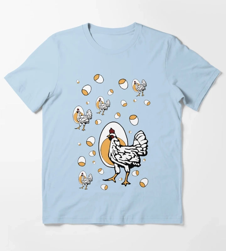 Retro Roseanne Chickens T-Shirt Sky Blue