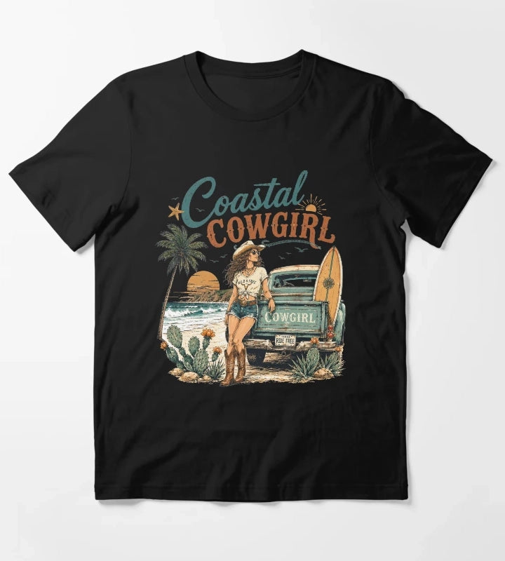 Retro Summer Coastal Cowgirl Sunset T-Shirt