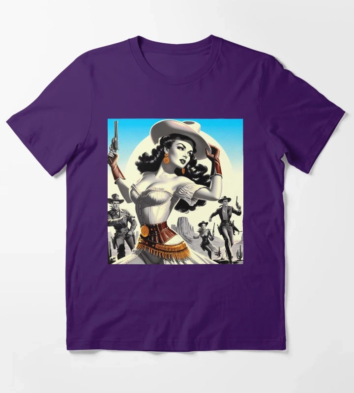 Retro Western Pinup T-Shirt Purple