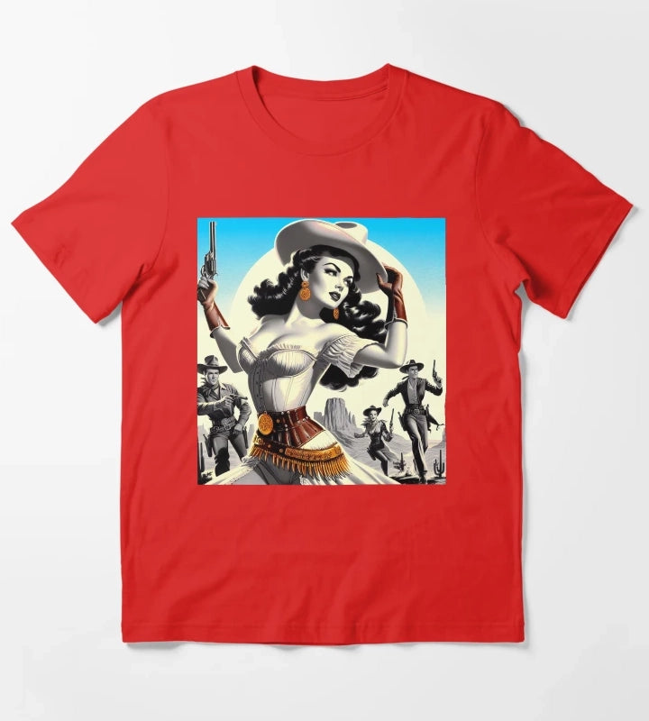 Retro Western Pinup T-Shirt Red