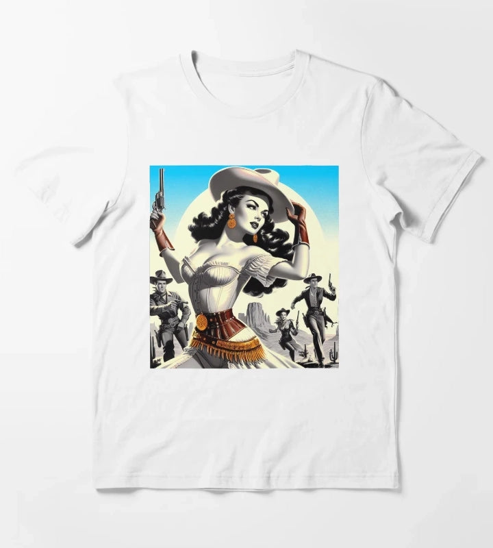 Retro Western Pinup T-Shirt White