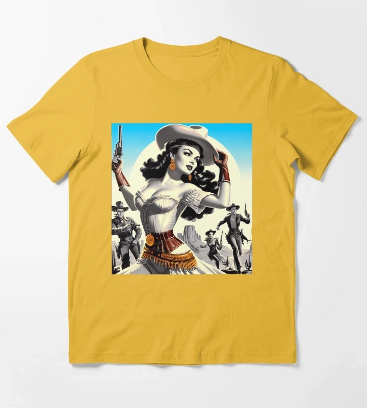 Retro Western Pinup T-Shirt Yellow