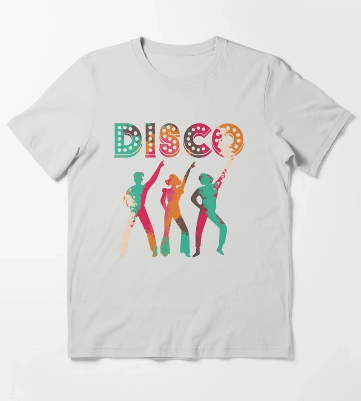 Retro colours 70s Disco Dance Party T-Shirt Light Grey