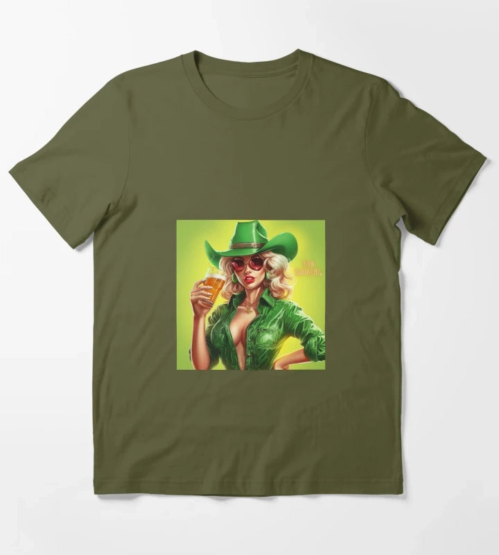 Retro cowgirl disco colours T-Shirt Olive Green