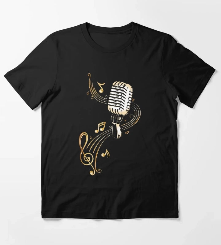 Retro microphone with music notes and clef T-Shirt