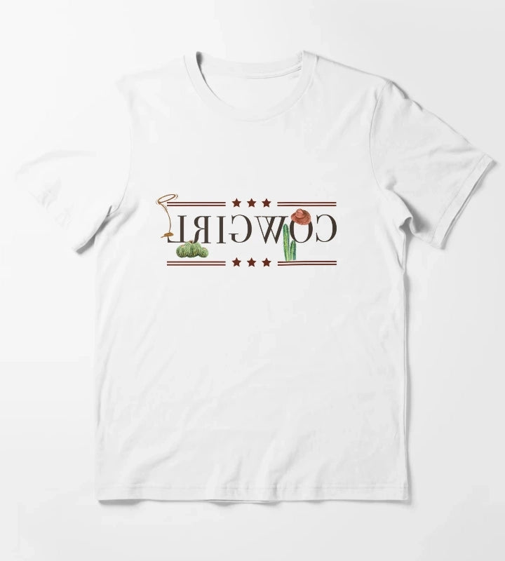 Reverse Cowgirl Funny Girls and Womens Gift Idea T-Shirt White