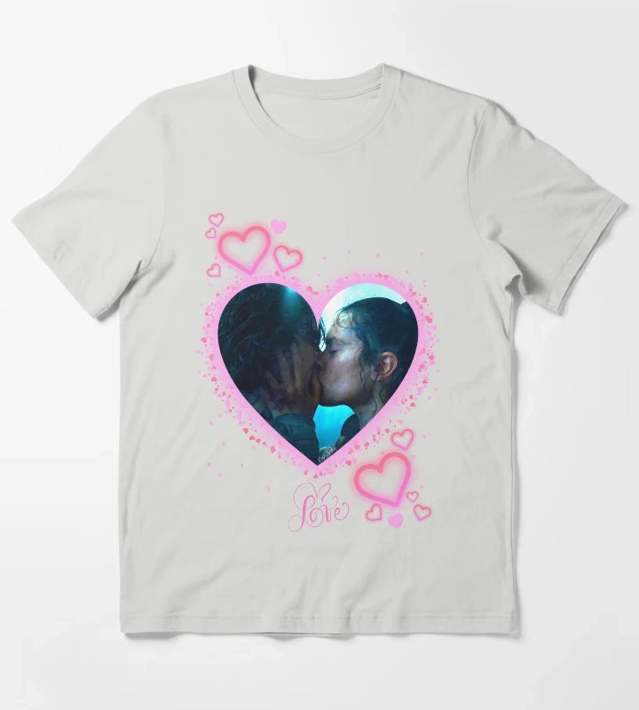 Reylo Kiss Pink Theme T-Shirt Light Grey