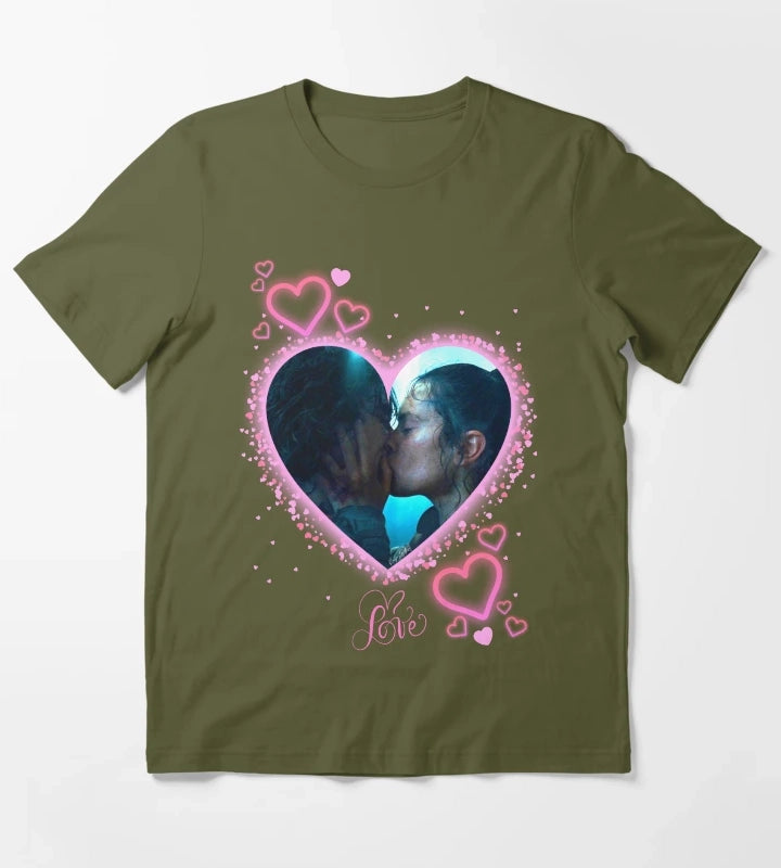 Reylo Kiss Pink Theme T-Shirt Olive Green