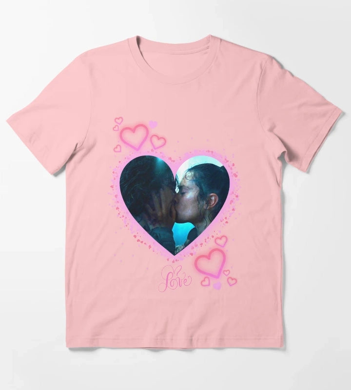 Reylo Kiss Pink Theme T-Shirt Dark Grey