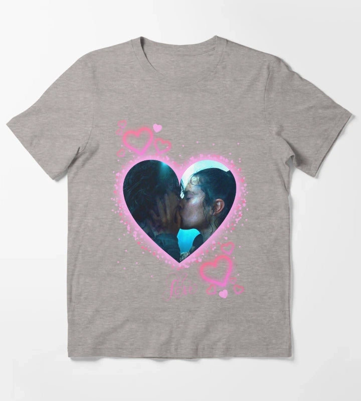 Reylo Kiss Pink Theme T-Shirt Heather Grey
