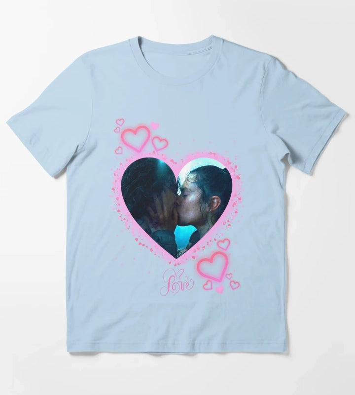 Reylo Kiss Pink Theme T-Shirt Sky Blue