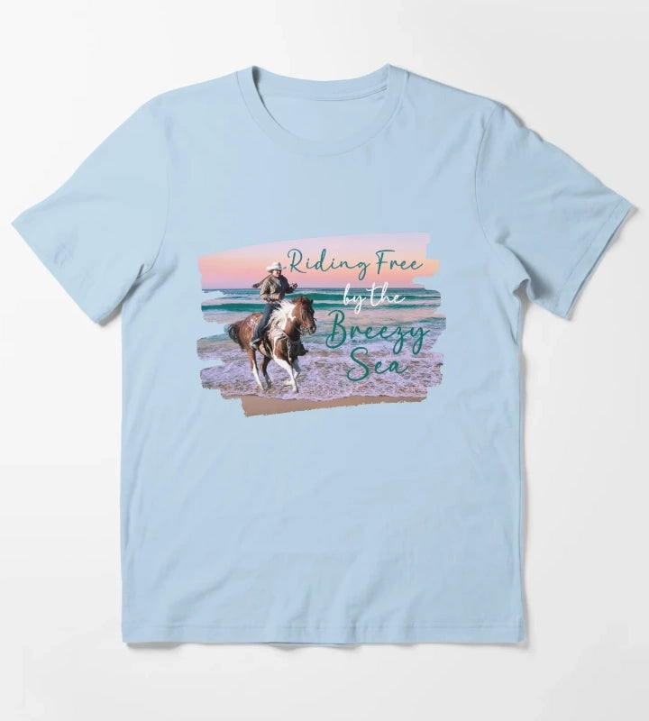 Riding Free by the Breezy Sea T-Shirt Sky Blue