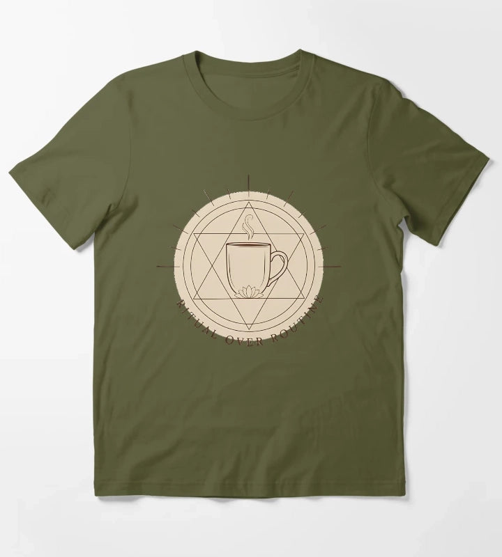 Ritual Over Routine Mindful Coffee Lifestyle Shirt 2 T-Shirt Olive Green