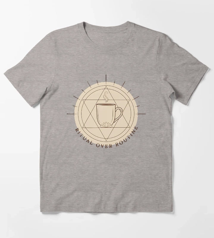 Ritual Over Routine Mindful Coffee Lifestyle Shirt 2 T-Shirt Heather Grey