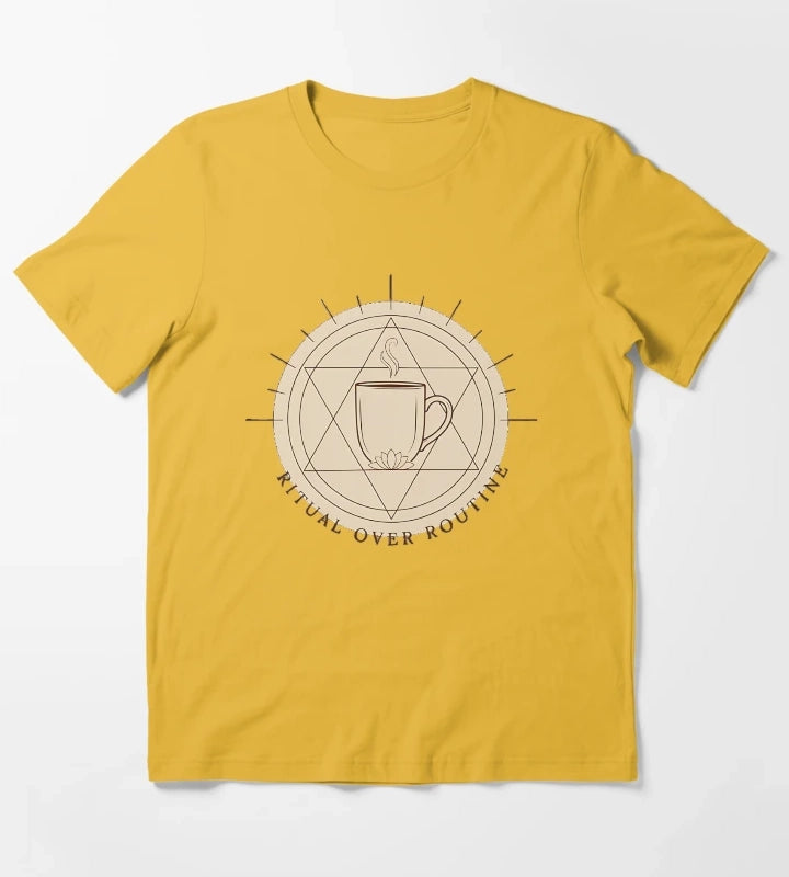 Ritual Over Routine Mindful Coffee Lifestyle Shirt 2 T-Shirt Yellow