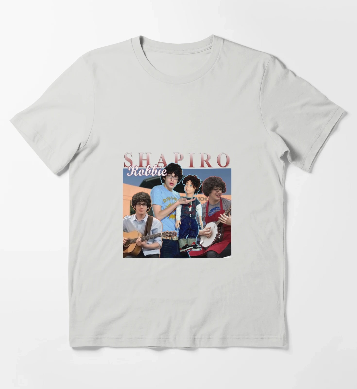 Robbie Shapiro Retro Homage Design T-Shirt Light Grey