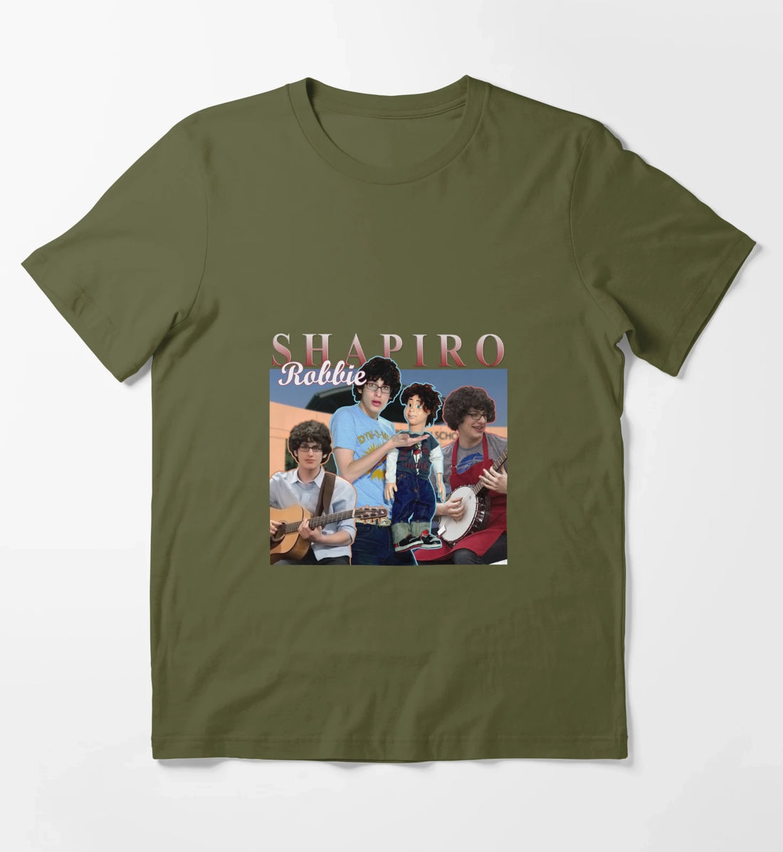 Robbie Shapiro Retro Homage Design T-Shirt Olive Green