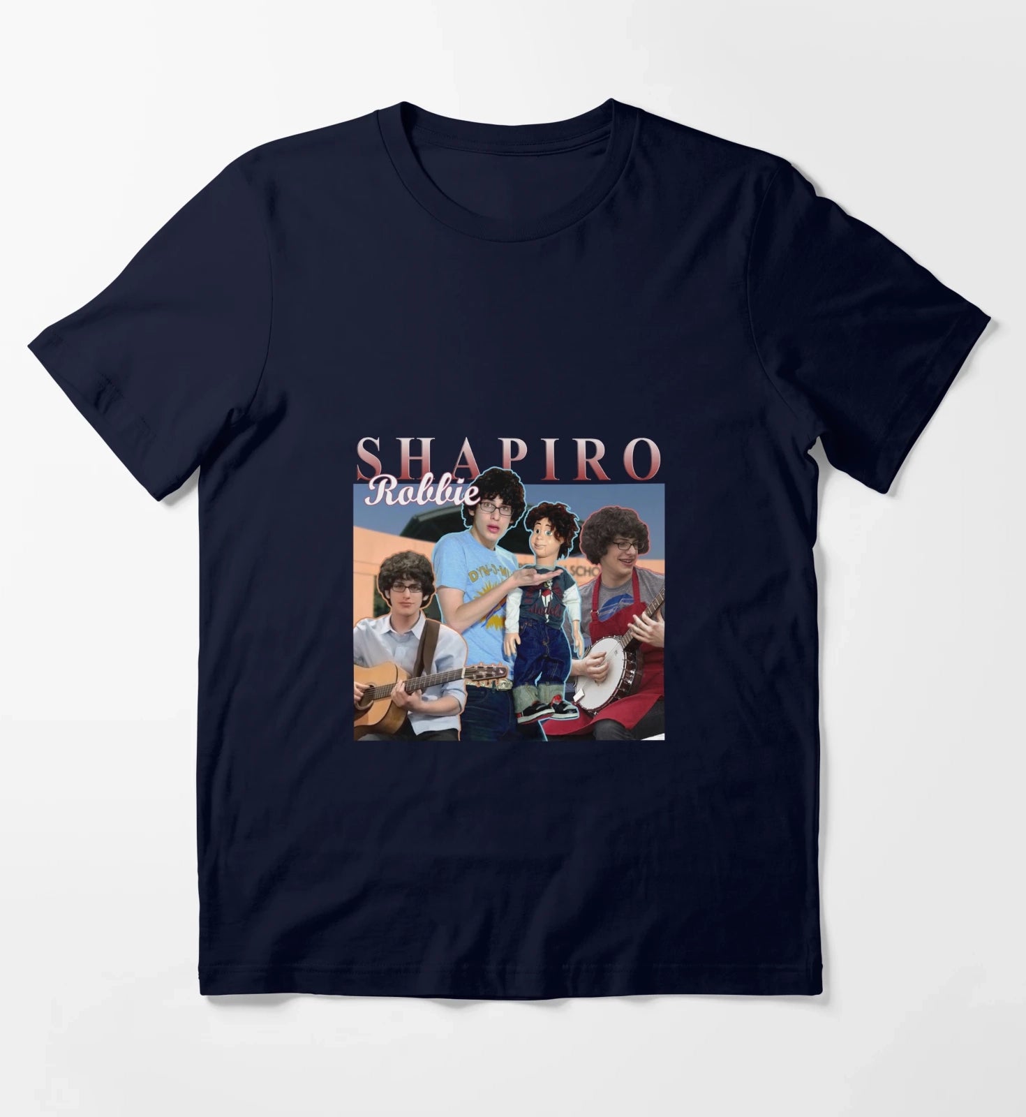 Robbie Shapiro Retro Homage Design T-Shirt Navy