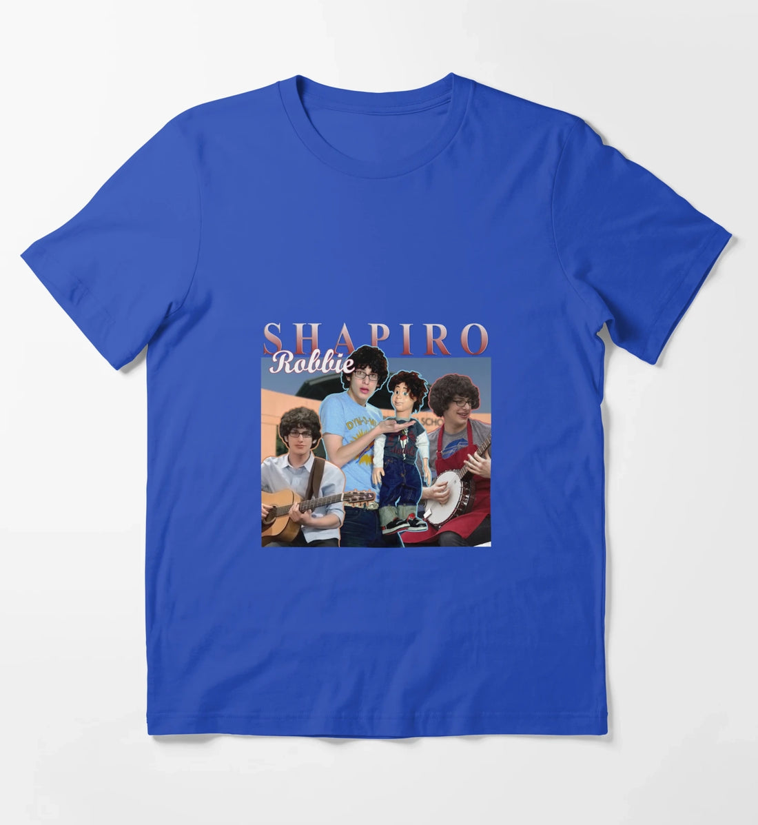 Robbie Shapiro Retro Homage Design T-Shirt Blue
