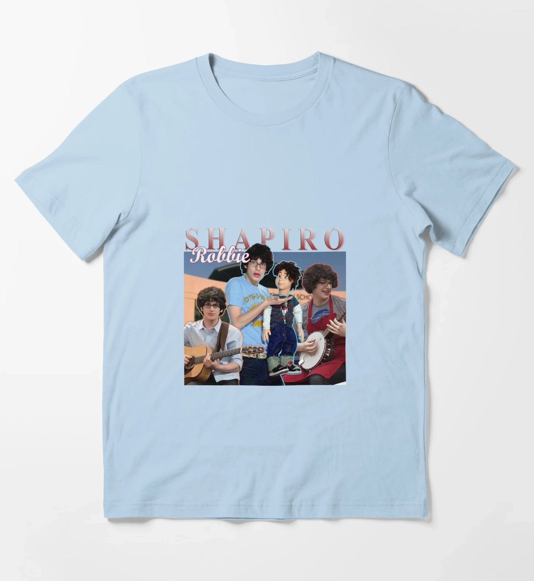 Robbie Shapiro Retro Homage Design T-Shirt Sky Blue