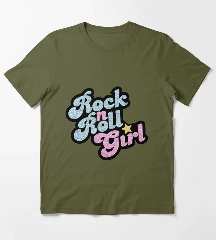 Rock n Roll Girl T-Shirt Olive Green