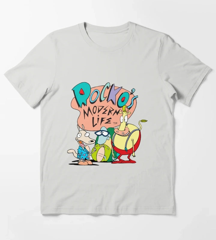 Rockos Modern Life Original Logo Trio T-Shirt Light Grey