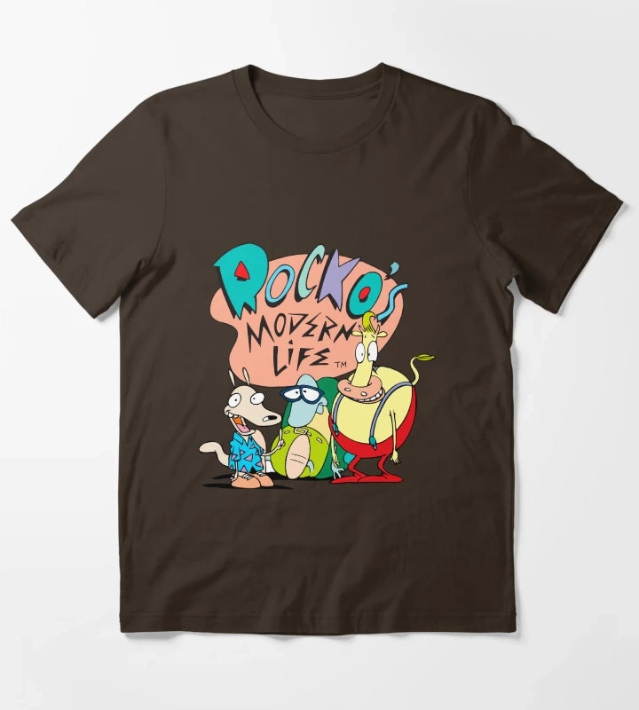 Rockos Modern Life Original Logo Trio T-Shirt Brown