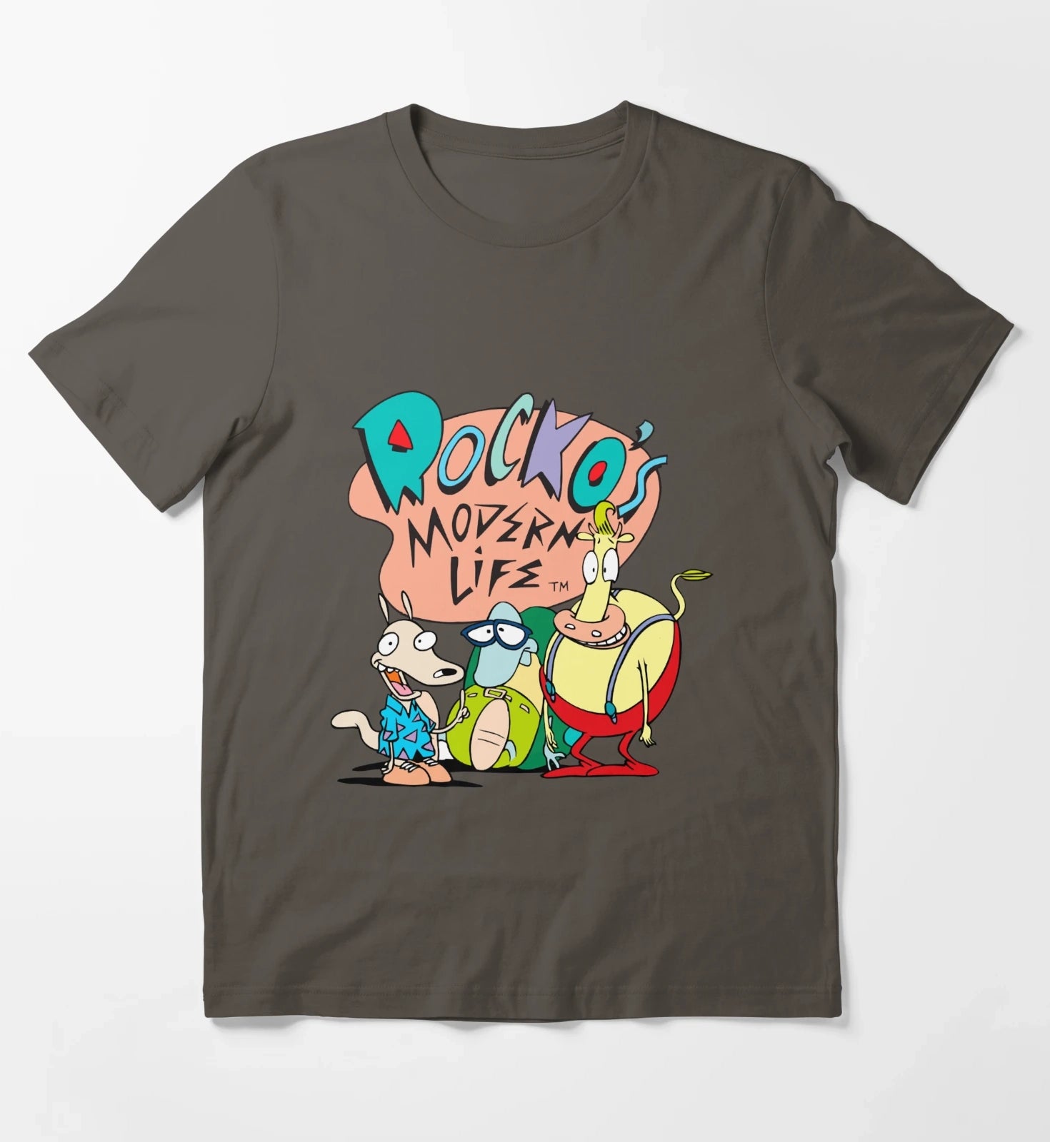 Rockos Modern Life Original Logo Trio T-Shirt Dark Grey