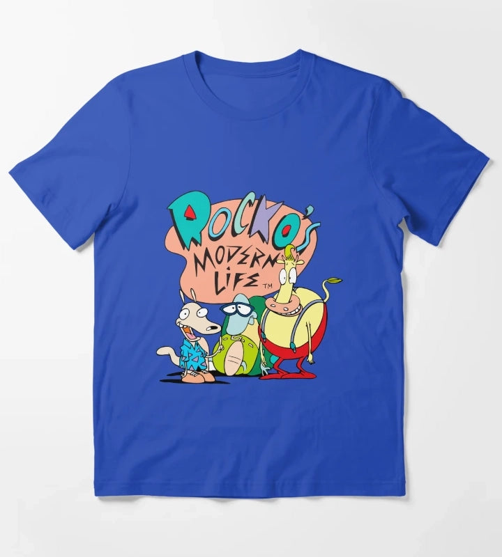 Rockos Modern Life Original Logo Trio T-Shirt Blue