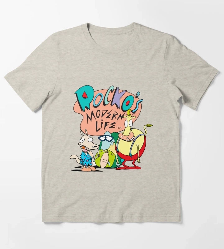 Rockos Modern Life Original Logo Trio T-Shirt Cream