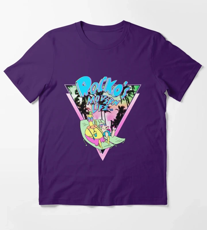 Rockos Modern Life Rocko And Heffer Tropical Logo T-Shirt Purple