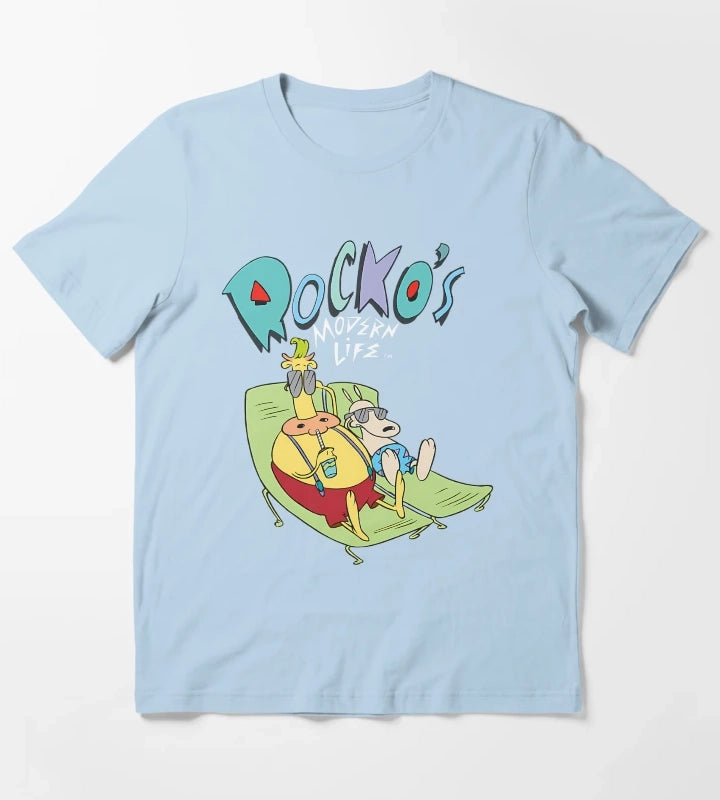 Rockoss Modern Life Heffers And Rockoss Tanning T-Shirt Sky Blue
