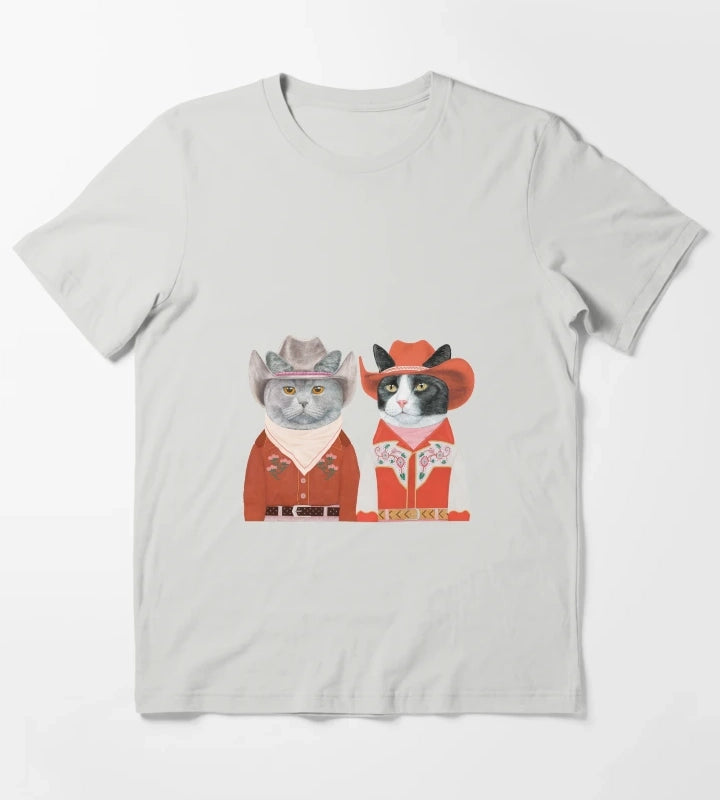 Rodeo Cats Bristish Shorthair Tuxedo Cat T-Shirt Light Grey