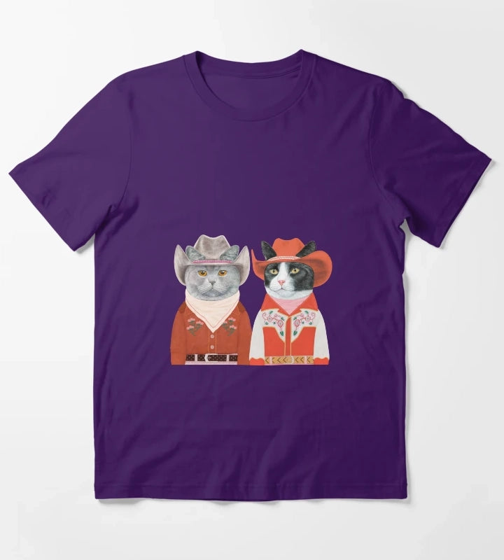 Rodeo Cats Bristish Shorthair Tuxedo Cat T-Shirt Purple
