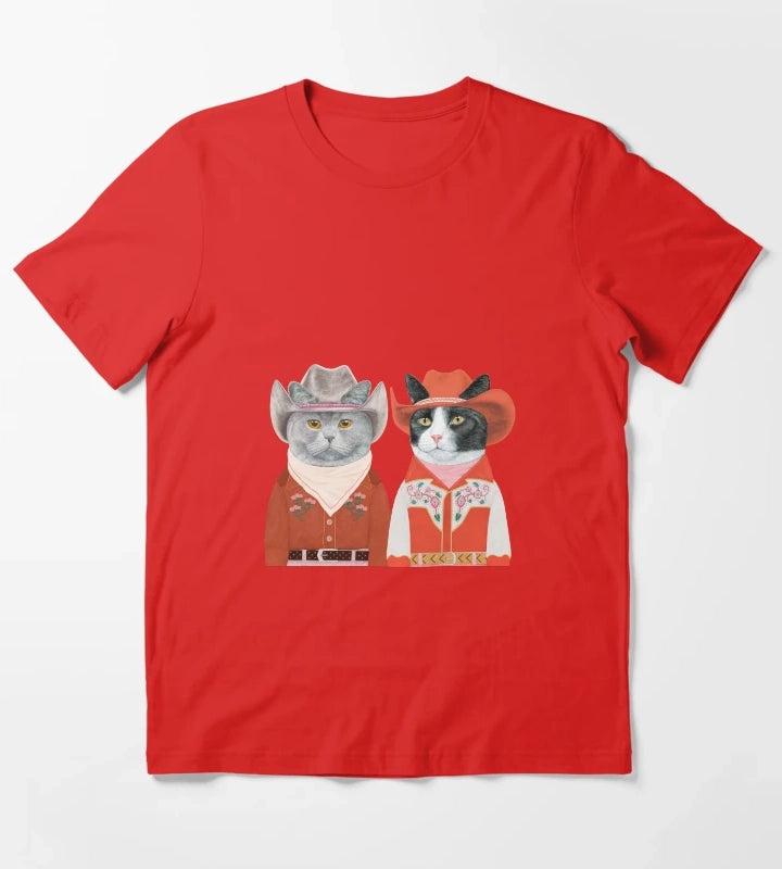 Rodeo Cats Bristish Shorthair Tuxedo Cat T-Shirt Red