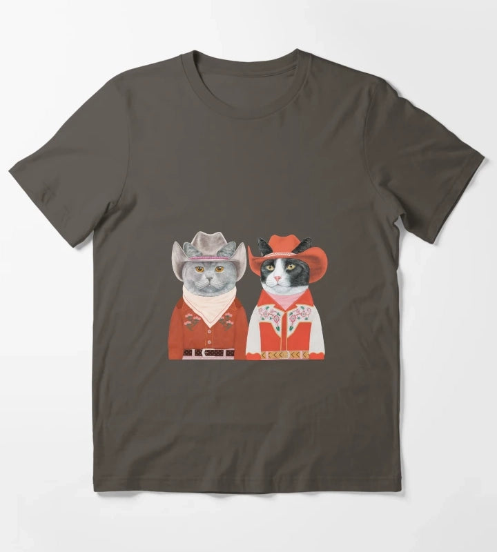 Rodeo Cats Bristish Shorthair Tuxedo Cat T-Shirt Dark Grey
