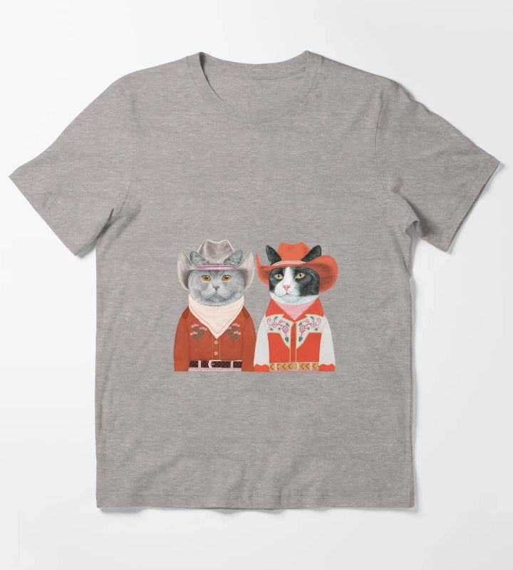 Rodeo Cats Bristish Shorthair Tuxedo Cat T-Shirt Heather Grey