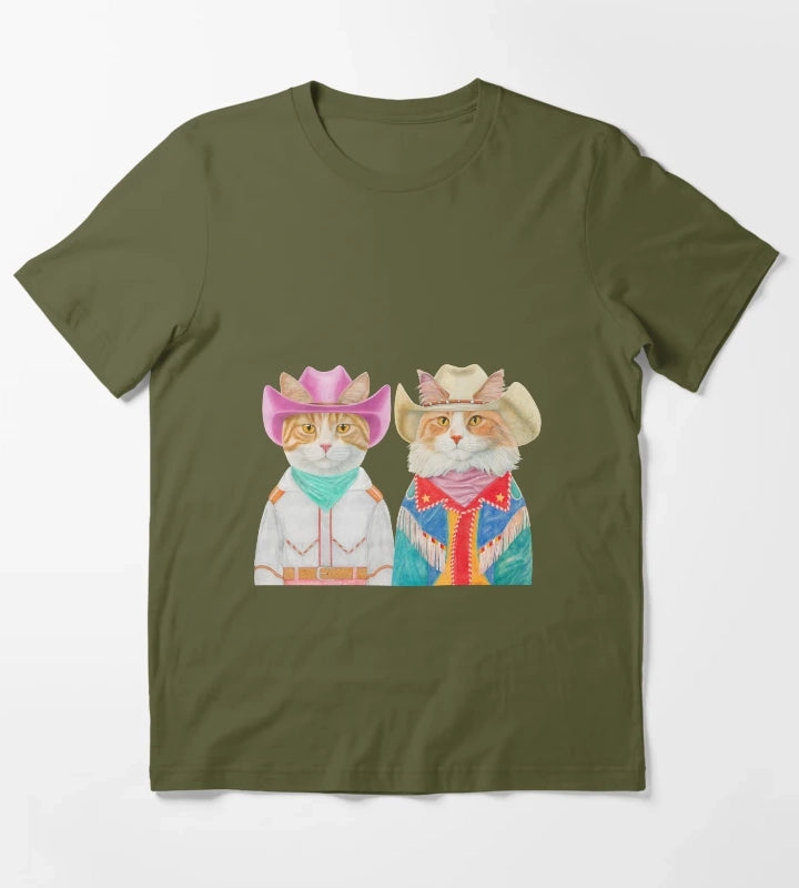 Rodeo Cats Ginger Cats T-Shirt Olive Green
