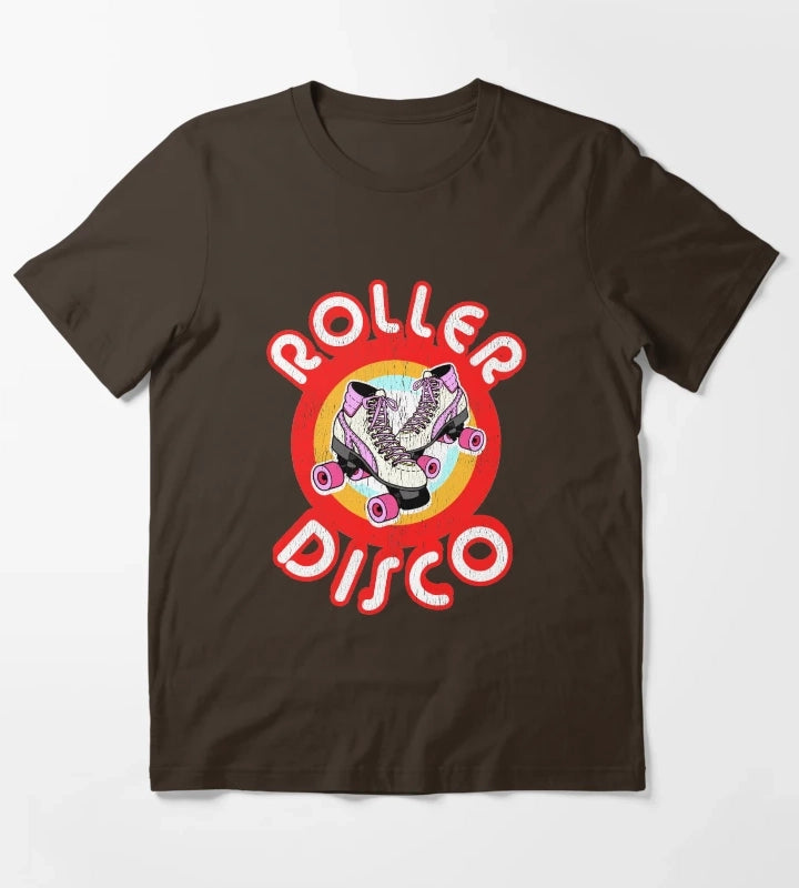 Roller Disco Derby Vintage Distressed design 70s 80s T-Shirt Brown