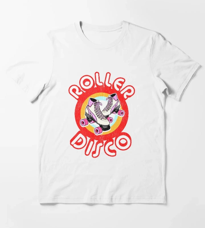 Roller Disco Derby Vintage Distressed design 70s 80s T-Shirt White
