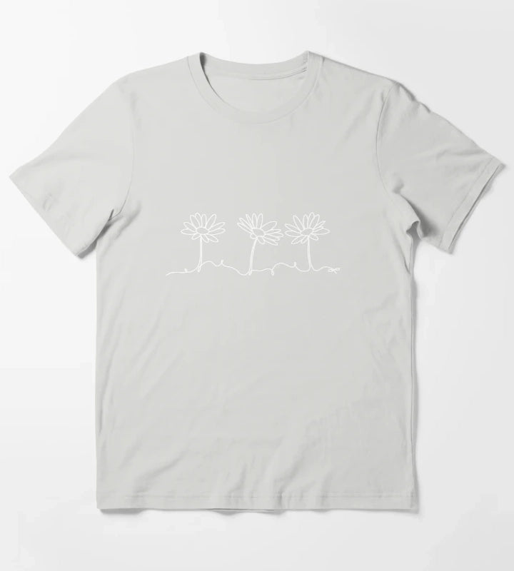 Row of Daisies white design T-Shirt Light Grey