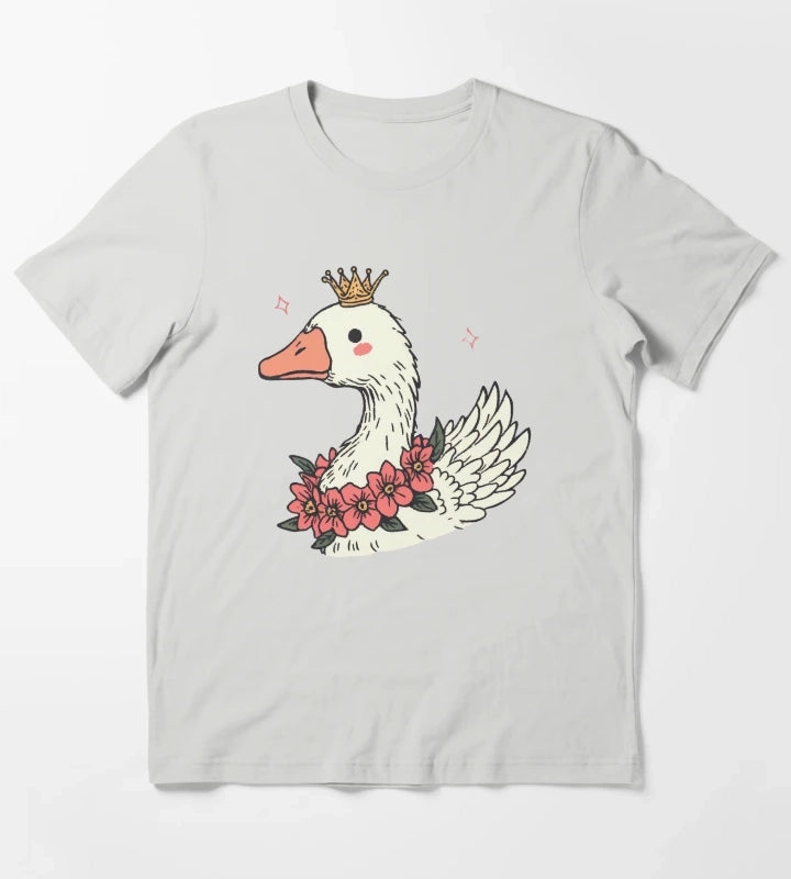 Royal Goose With Daisies Gift For Nature Lover T-Shirt Light Grey