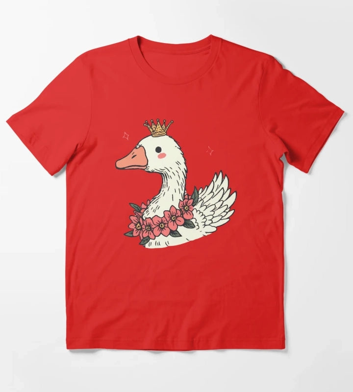 Royal Goose With Daisies Gift For Nature Lover T-Shirt Red