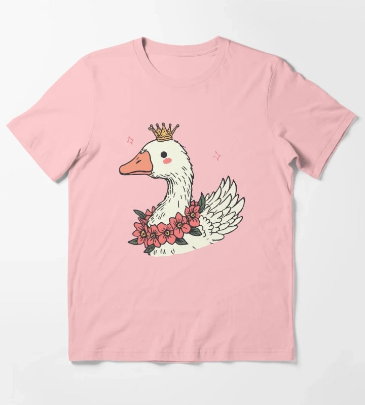 Royal Goose With Daisies Gift For Nature Lover T-Shirt Dark Grey