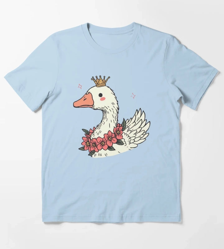 Royal Goose With Daisies Gift For Nature Lover T-Shirt Sky Blue