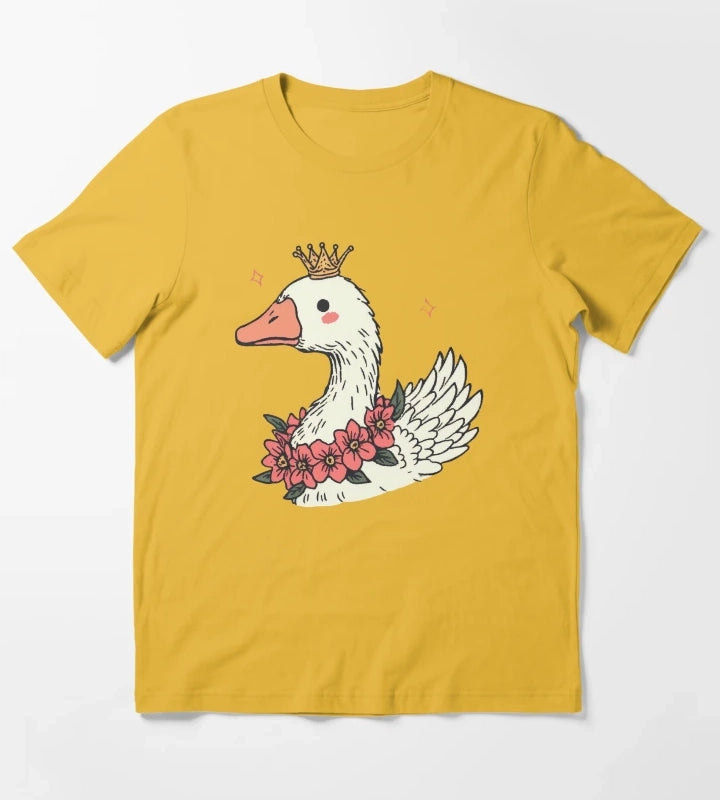 Royal Goose With Daisies Gift For Nature Lover T-Shirt Yellow