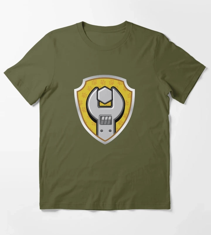 Rubble Construction Puptag GraphicLoveShop T-Shirt Olive Green