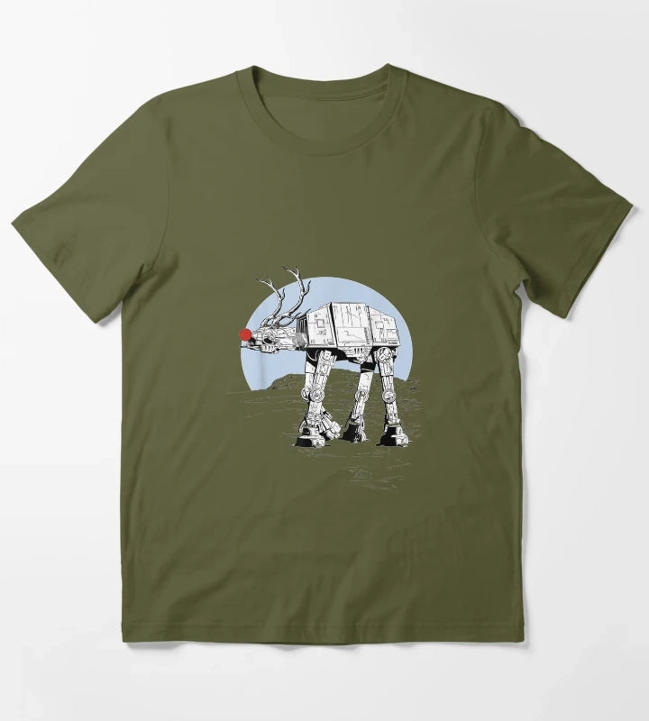 Rudolph ATAT Walker Christmas Graphic T-Shirt Olive Green