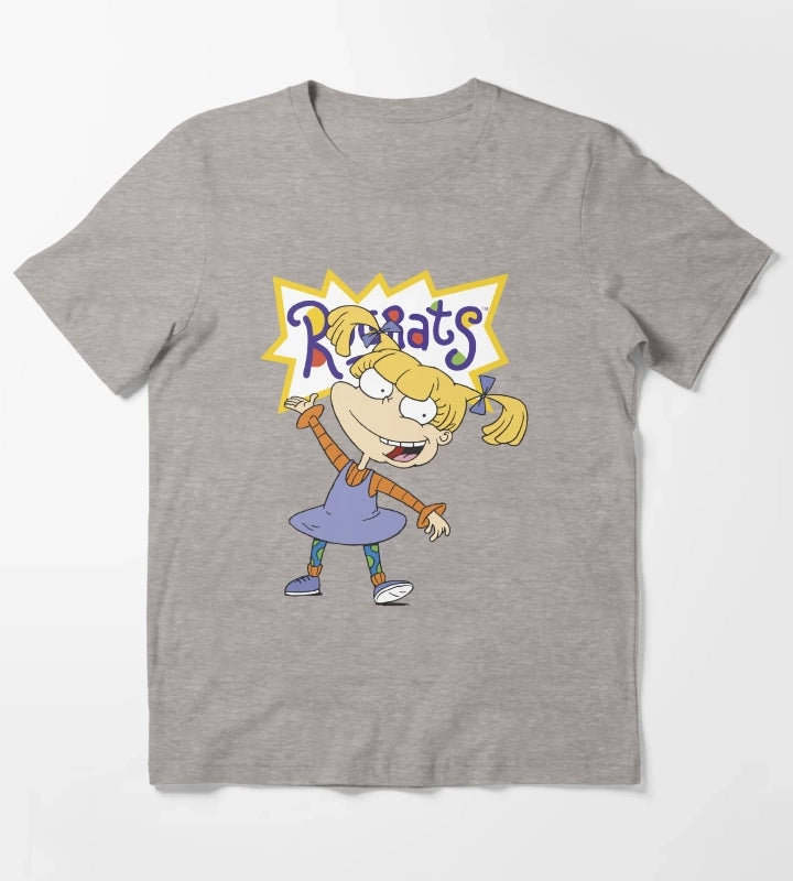 Rugrats Angelica Portrait Pose Logo T-Shirt Heather Grey